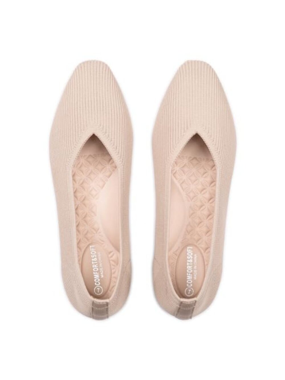 Knit Ballet Flats Women Square Toe Slip-On Shoes Memory Foam Arch Support